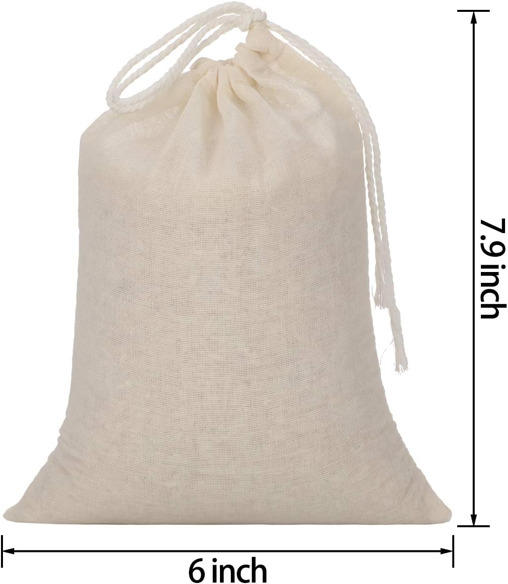 Tatuo 50 Pcs 6 x 8 Inches Muslin Bags Cotton Drawstring Bags Canvas Linen Bag Sachet Bag Reusable Empty Gift Pouch for Party Home Supplies (Pack of 2)