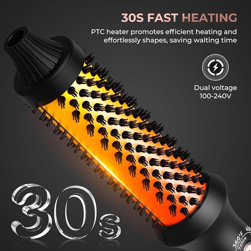 UKLISS 3 az 1-ben Hőformázó Kefe 32mm - Elektromos Hajformázó 160-230°C LCD Kijelzővel, Göndörítő és Egyenesítő Funkció, Könnyű Utazó Méret