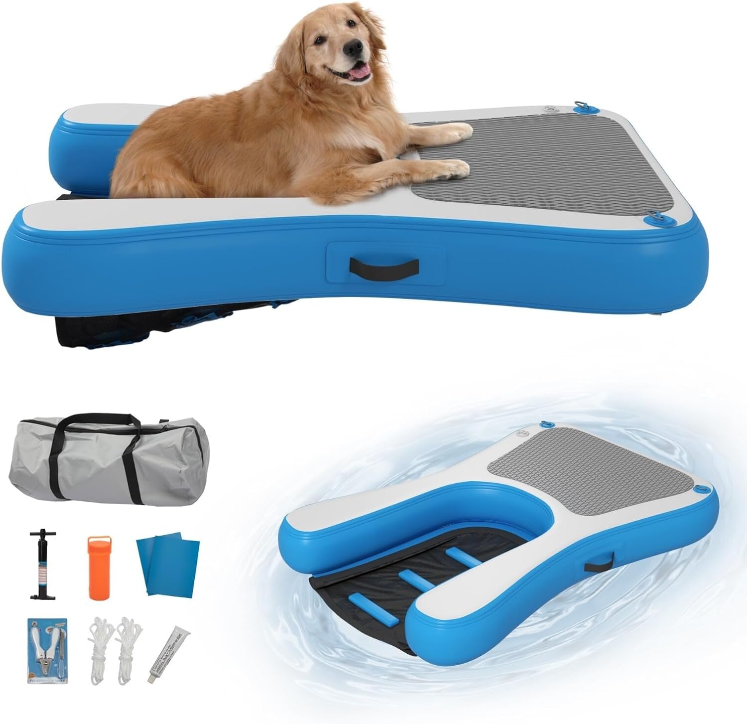 Dog Boat Ramp 60" L Extra Wide Dog Pool Ramp,Floating Water Ladder for Dogs Up to 220 lbs,Puncture-Resistant Surface Ideal for Pools,Lakes,Boats,Docks,with Non-Slip Pad