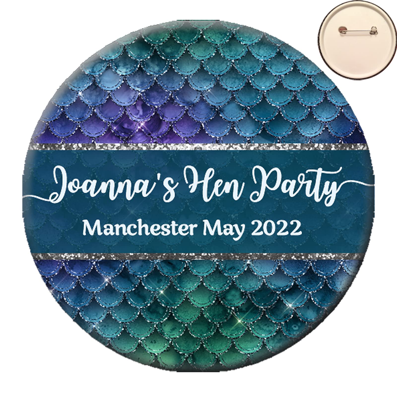The Retouch Oasis Personalised MERMAID PIN BADGE Button Hen Night Birthday Party -58mm