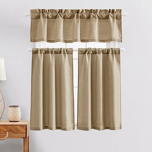 Miniatura 7 de Valea Home Cortinas cortas para cocina, rústicas, con bolsillo para barra, paneles de cortina para ventana pequeña, cortinas de café de 45 pulgadas