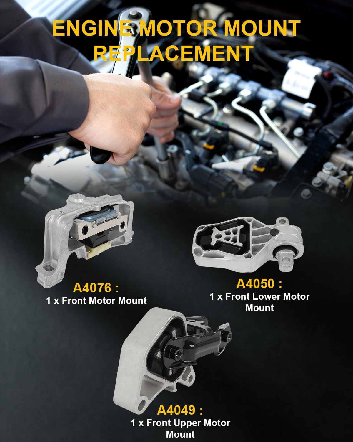 OCPTY 3PCS Front Engine Motor Mount Set Compatible for Mercedes-Benz CLA250 2014-2019, GLA45 AMG 2015-2019, B250 2013-2016, 2.0L # 2462401717, 2462401209