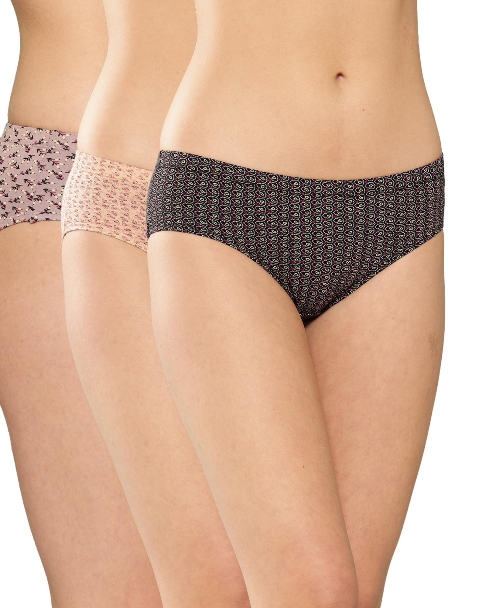 leading lady Women's Printed Hipster Mid Rise Brief Pack of 3-picture-0