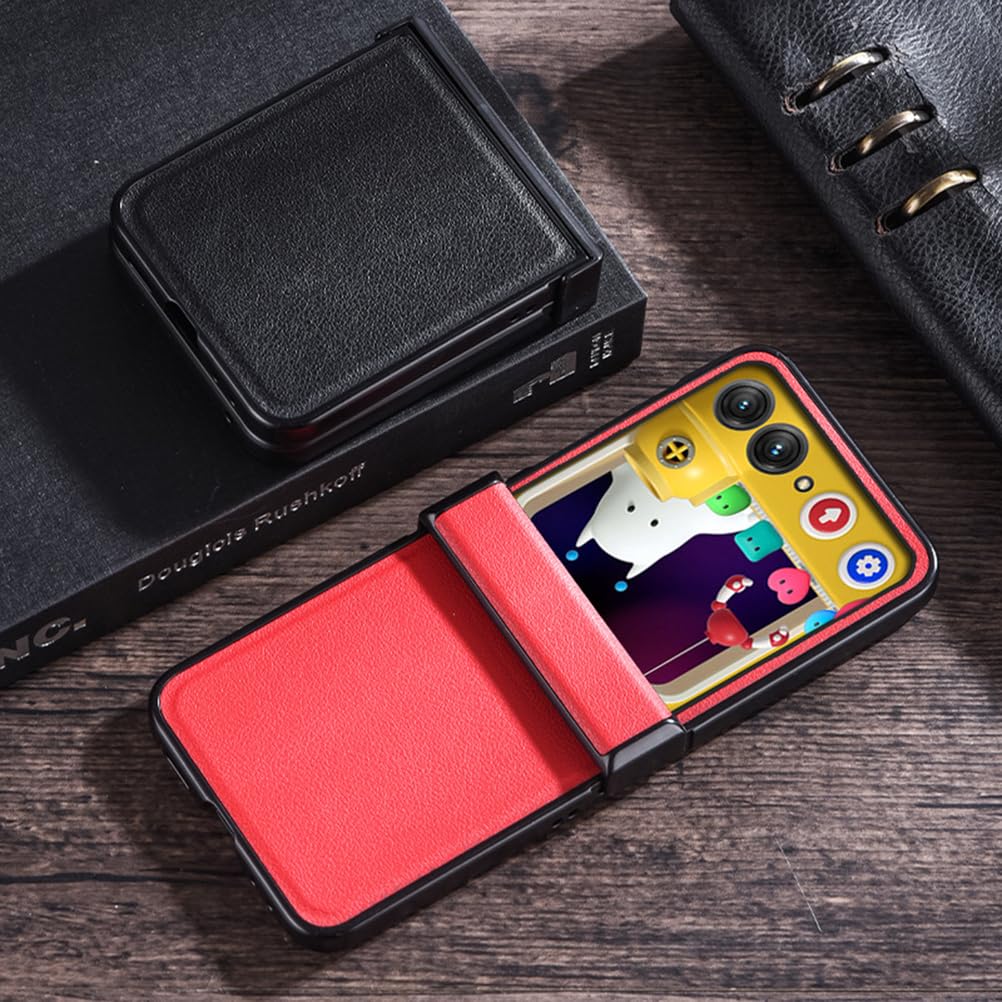 Noir,60 Ultra, Étui Cuir pour Motorola Razr 60 Ultra/60, Antichoc Ultra Mince Housse Protection avec Intégrale Charnière Coque Affaires