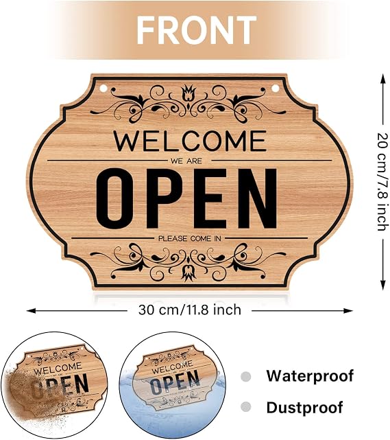CARGEN Open Signs - Double Sided Open Closed Sign Business Hours Hanging with Rope Hours of Operation for Business Walls Window Shop Bar Hotel