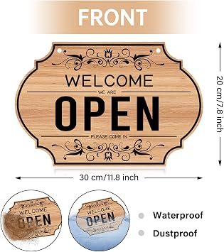 CARGEN Open Signs - Double Sided Open Closed Sign Business Hours Hanging with Rope Hours of Operation for Business Walls Window Shop Bar Hotel