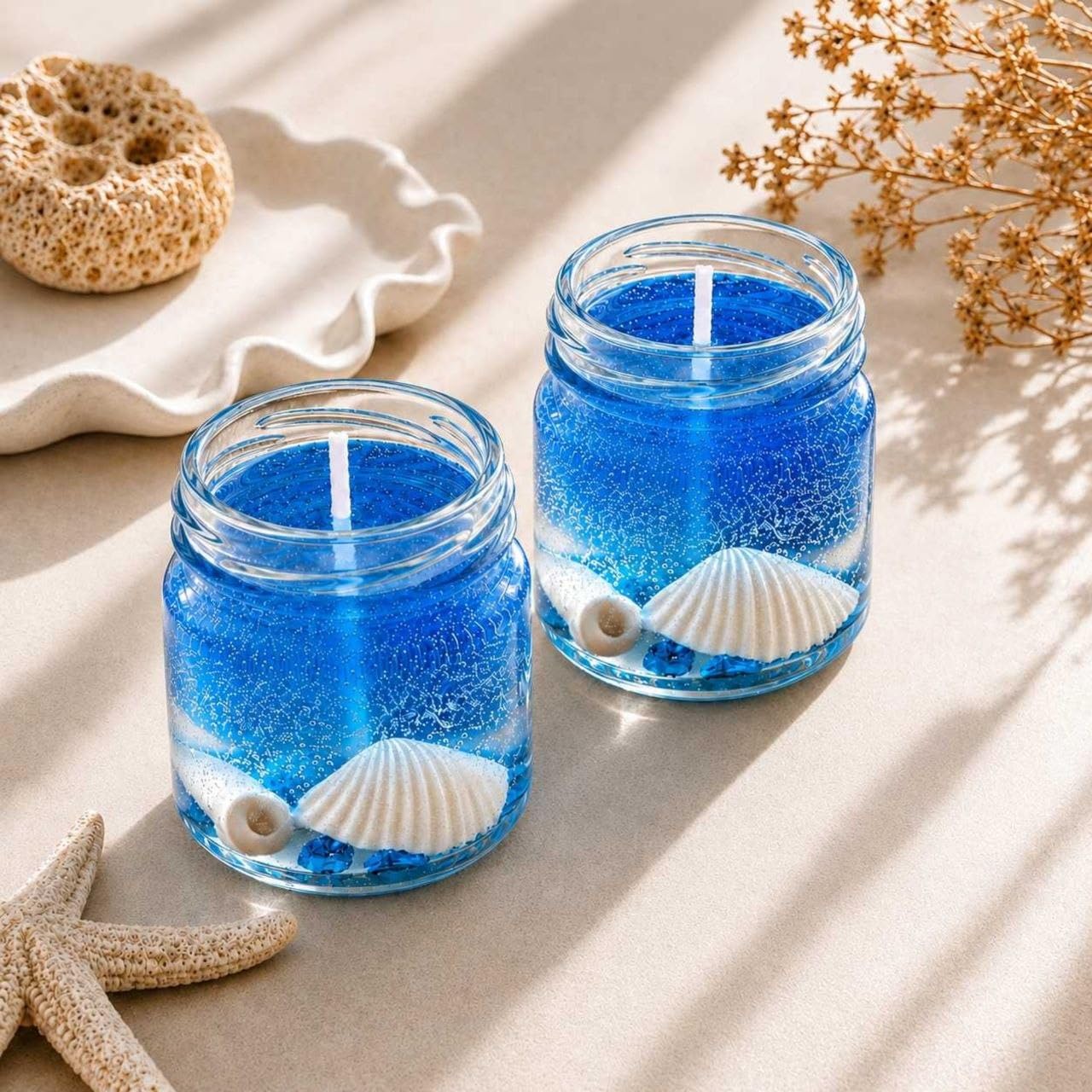 Glow Getter Mini Ocean Gel Jar Candle | Handmade Scented Candle | 100% Premium Gel Wax with Seashell Décor | Long Burning Time & Smokeless Burn | Home Décor, Spa, Relaxation & Gift (2)-image-7