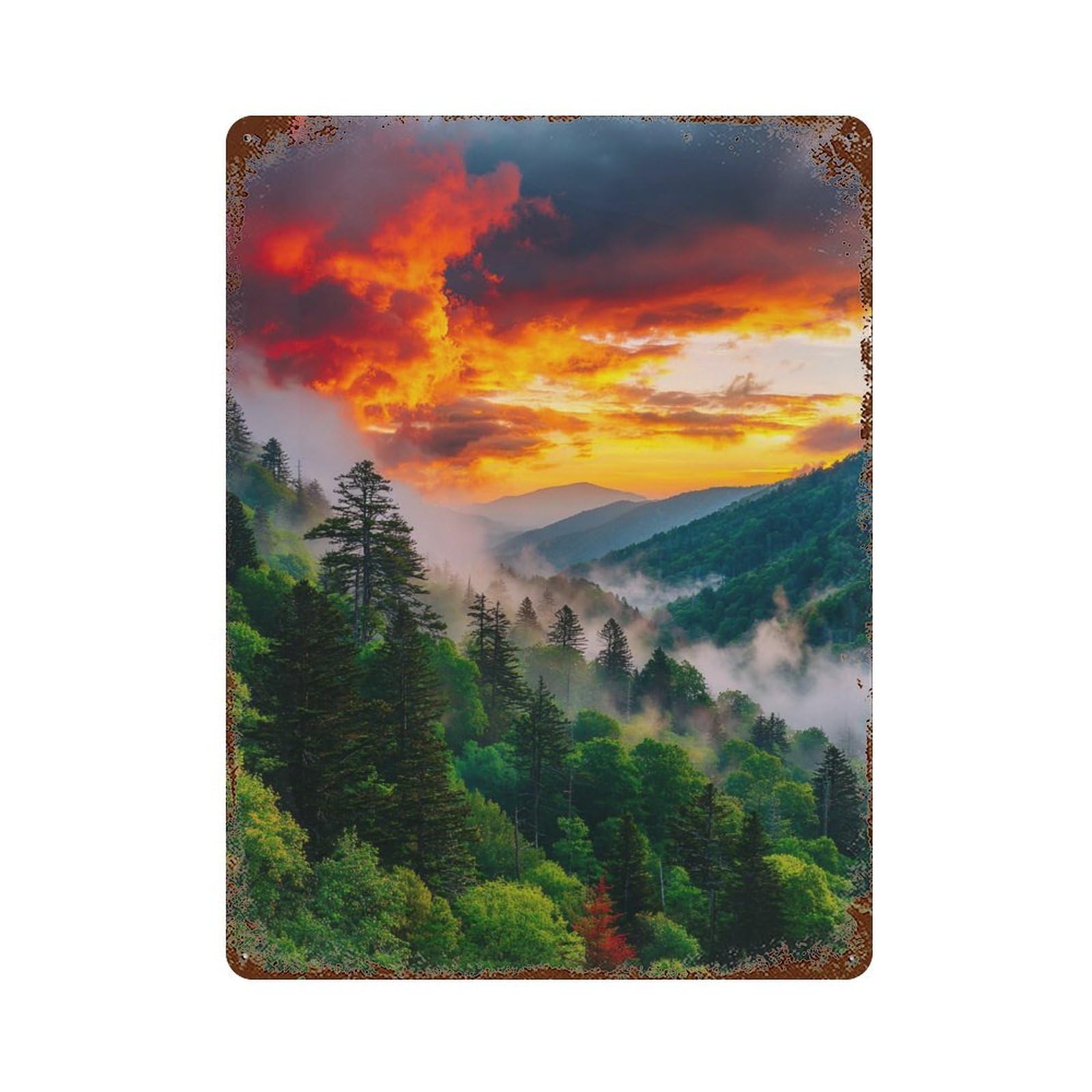 Garage Style Amazon Rainforest Sunset -1 Vintage Rust Metal Sign 15.7"x11.8", Novelty Wall Decor for Bar And Workshop