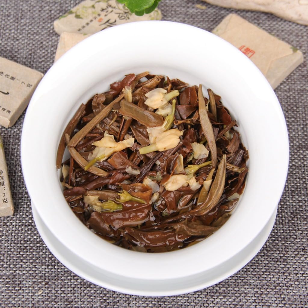 Thé Blanc Au Jasmin Du Yunnan | Thé Blanc De Vieil Arbre + Jasmin | Thé Comprimé Aromatisé | Emballage Individuel (250g / 8,82oz)