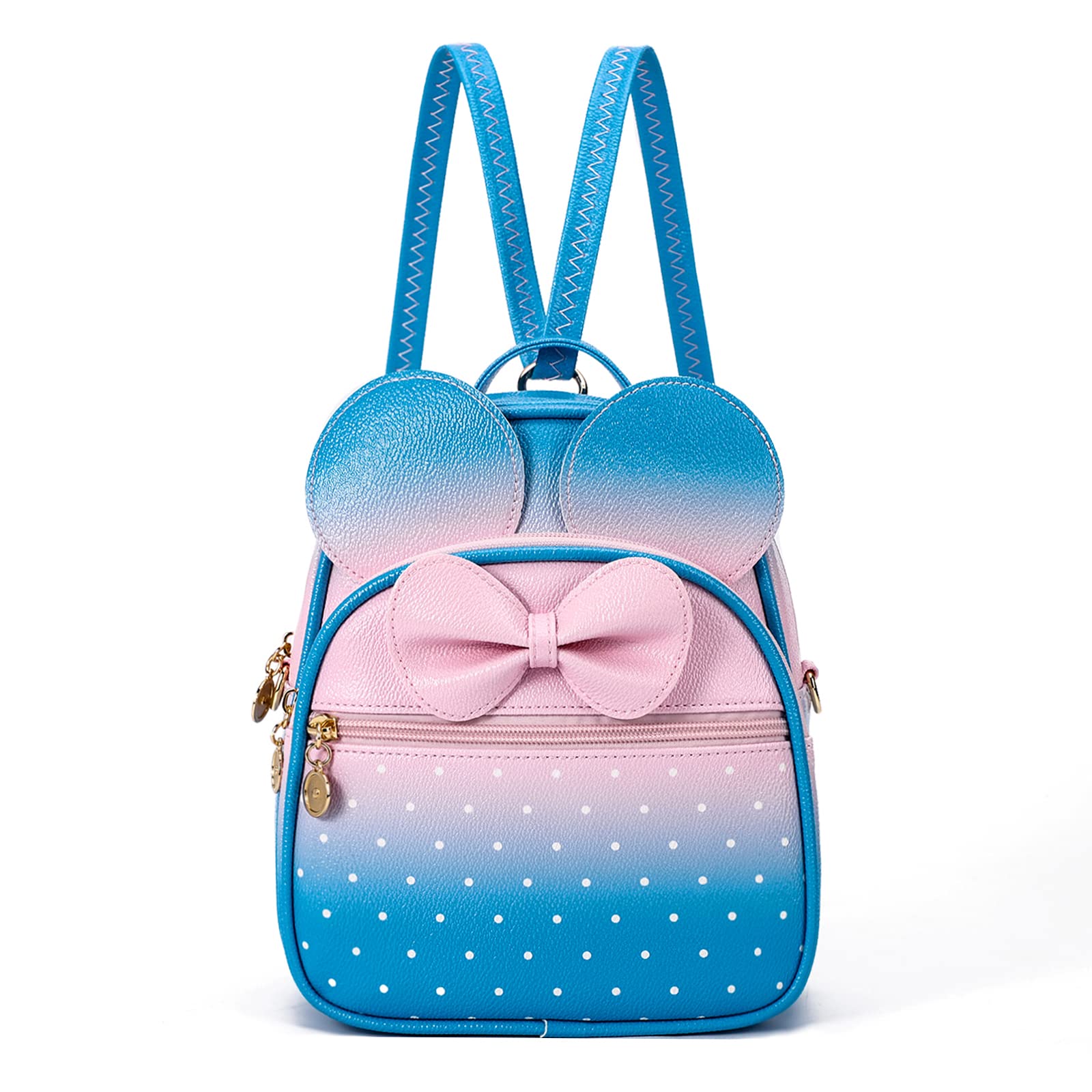 KL928 Girls Mini Backpack Bowknot Polka Dot Cute Small Daypacks Convertible Shoulder Bag Purse for Women