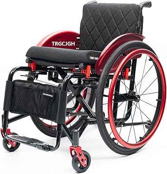 Lightweight Wheel Chair For Adults, Aluminum Alloy Wheelchair, Self-propelled Wheelchairs, with Anti-TipperSize16.5" Seat Width,ColorRed