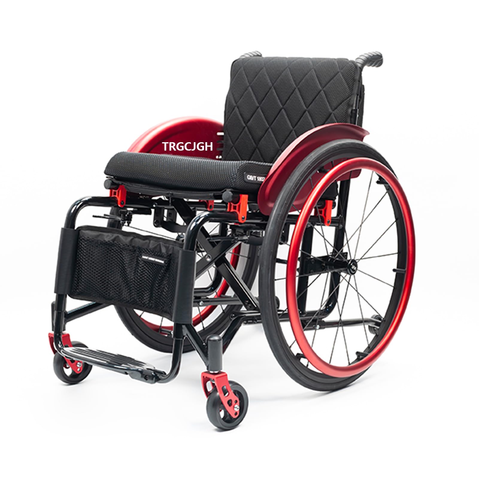 Silla de ruedas ligera plegable de aluminio, autopropulsable, para minusválidos, Silla de ruedas para deportes(14.9" Seat Width,Red)