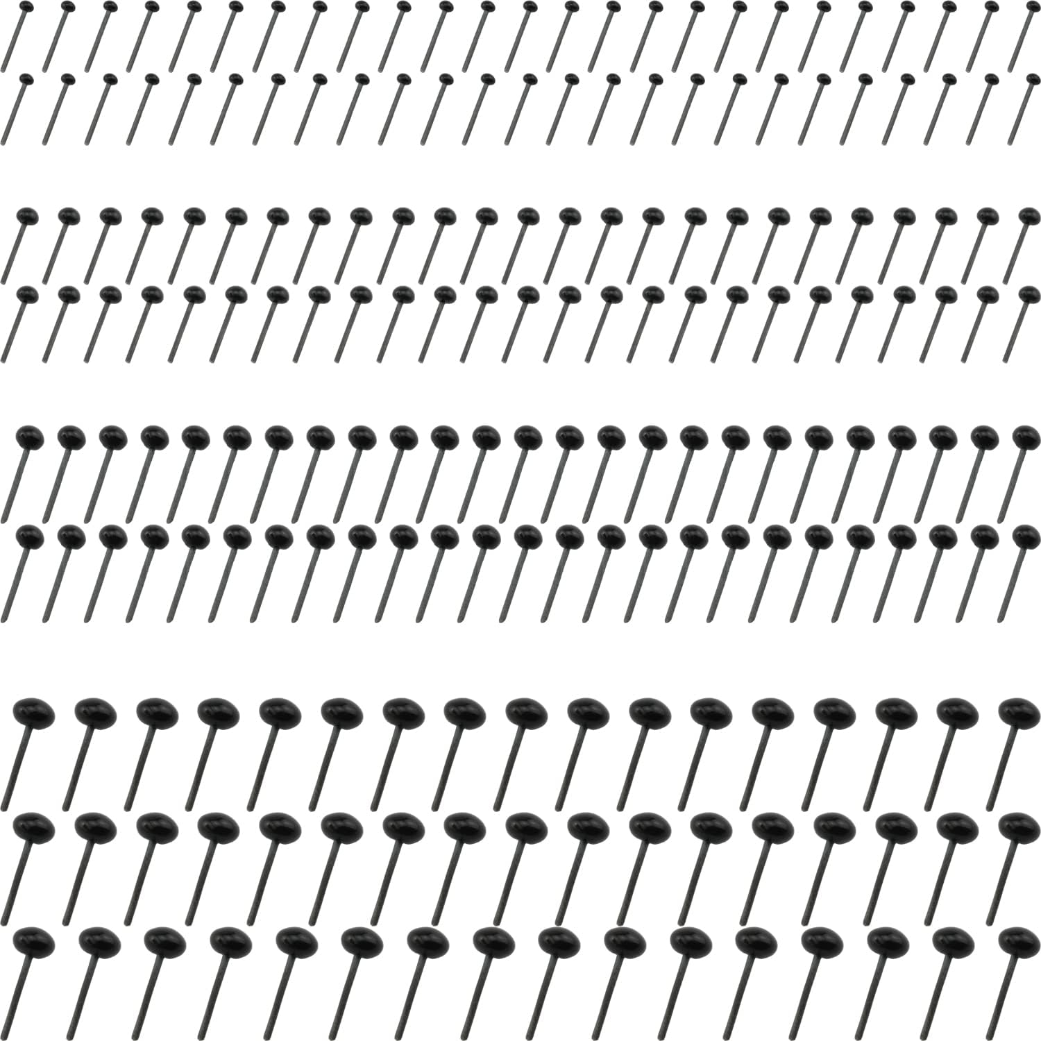 JJHXSM 200pcs Mini Black Glass Eyes Kits 2/3/4/5mm Beans