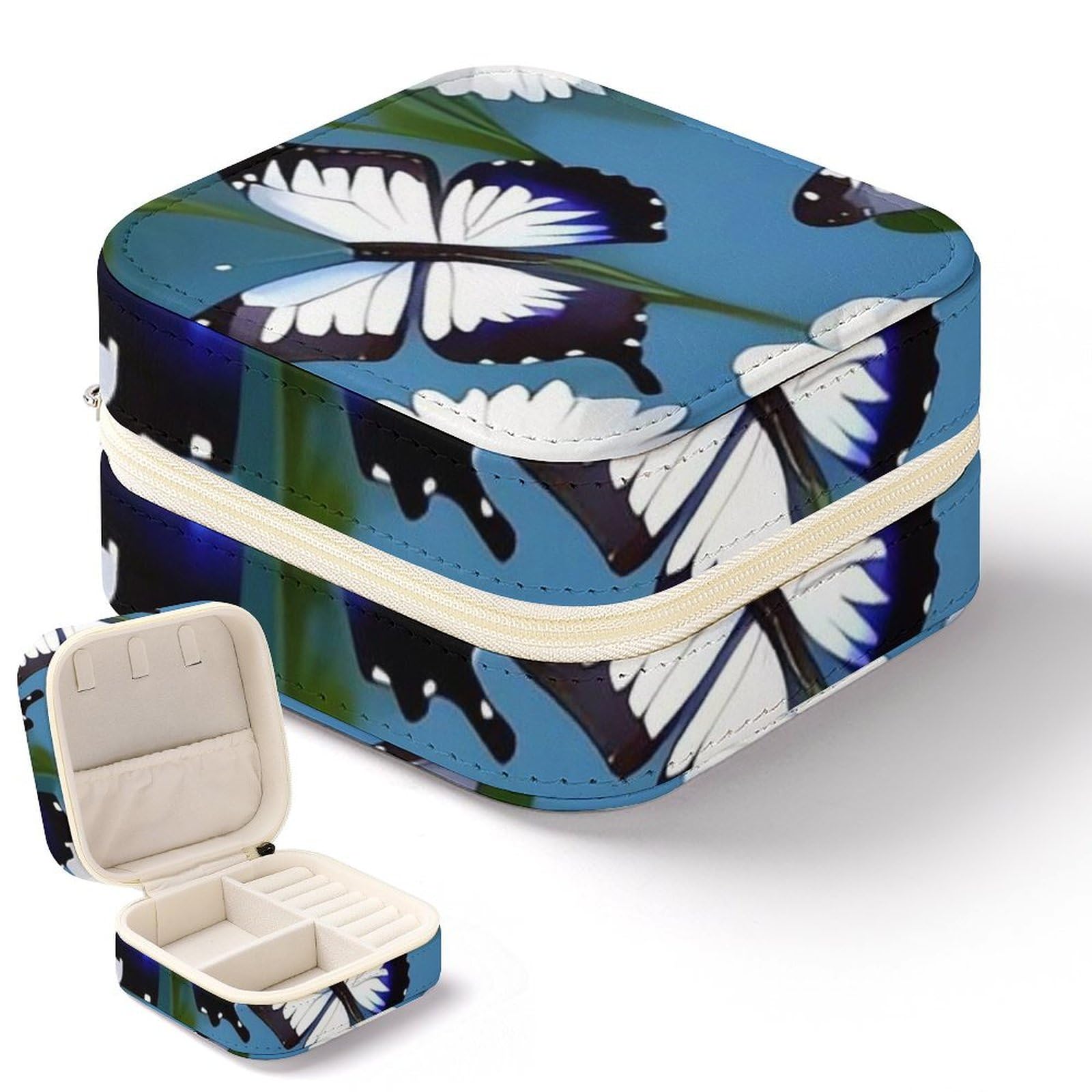 Petite boîte de rangement bijoux papillons bleus : le cadeau parfait pour femme et fille
