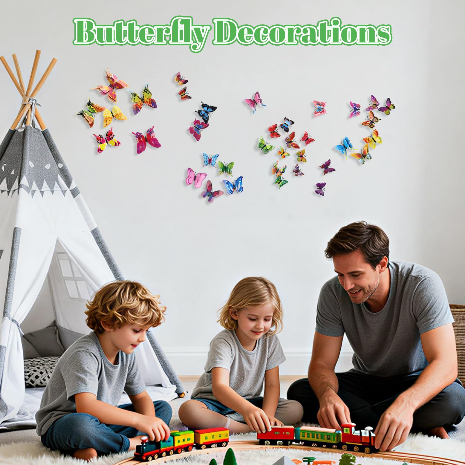 36 Piezas 3D Mariposas Decorativas Colores PVC Mariposa Decoración de Pared con Imanes y Adhesivos para Casa Dormitorio Habitación Refrigerador — view 5