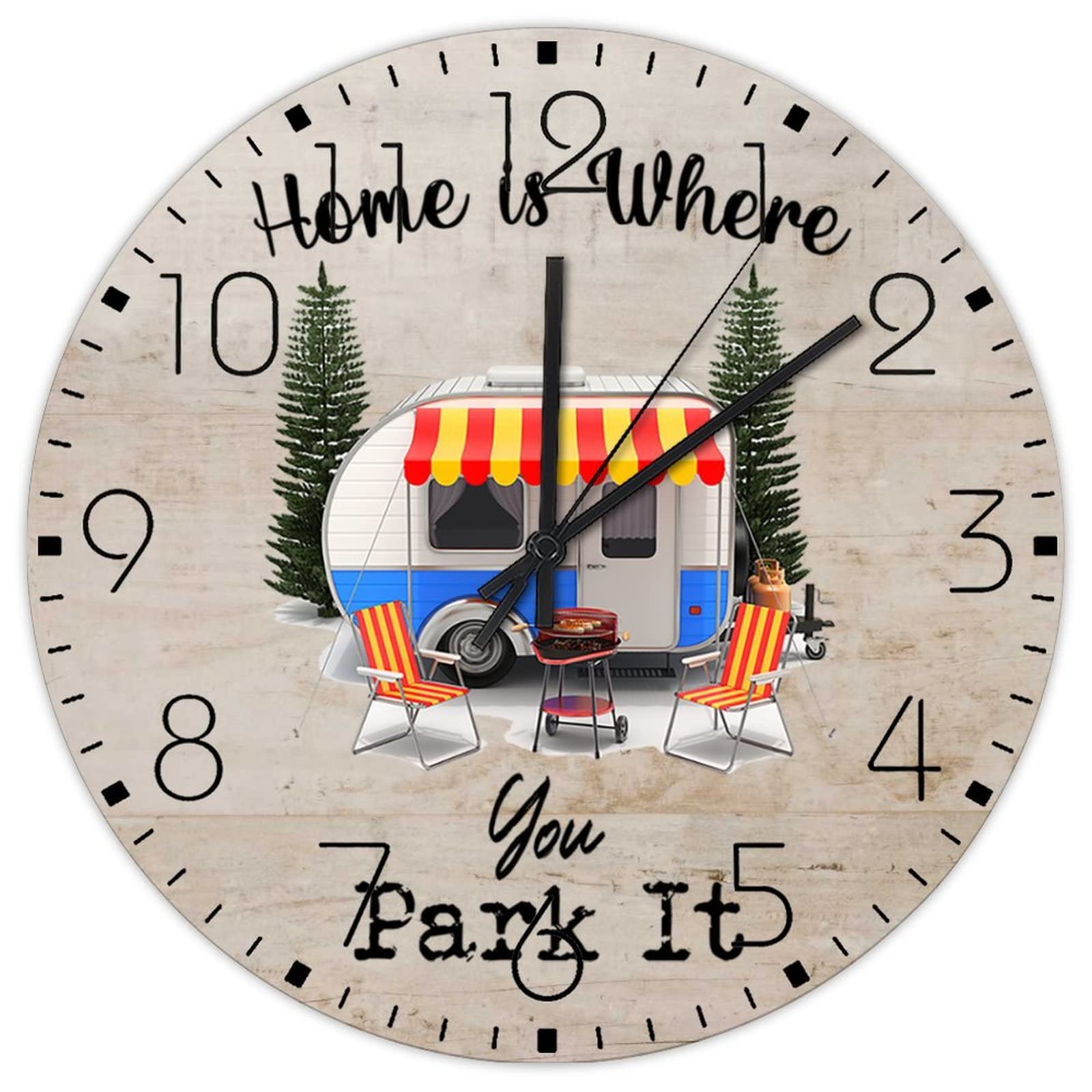 Horloge murale en bois sans tic-tac mouvement balayage cafe suspendre
