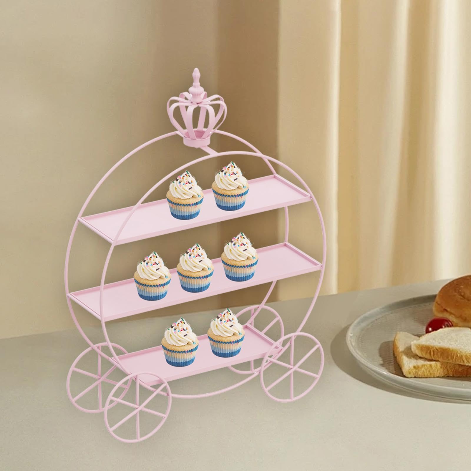 Alzata per Cupcake, Vassoio per Biscotti, Torre di Servizio Decorativa in Ferro, Supporto per più Livelli per Matrimoni, Feste E Decorazioni, Rosa