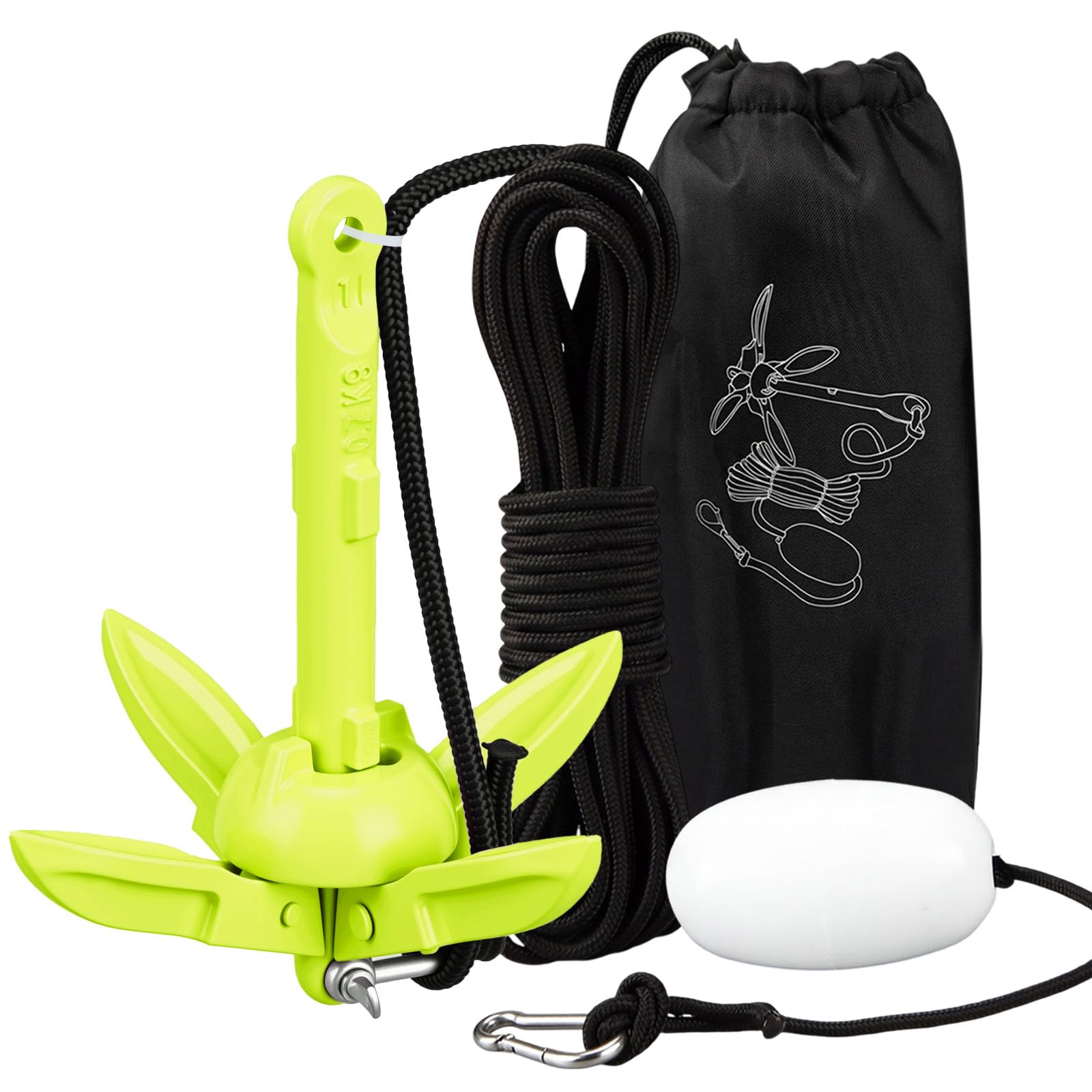MorningRo Folding Grapnel Anchor Kit, Kayak 40ft Rope