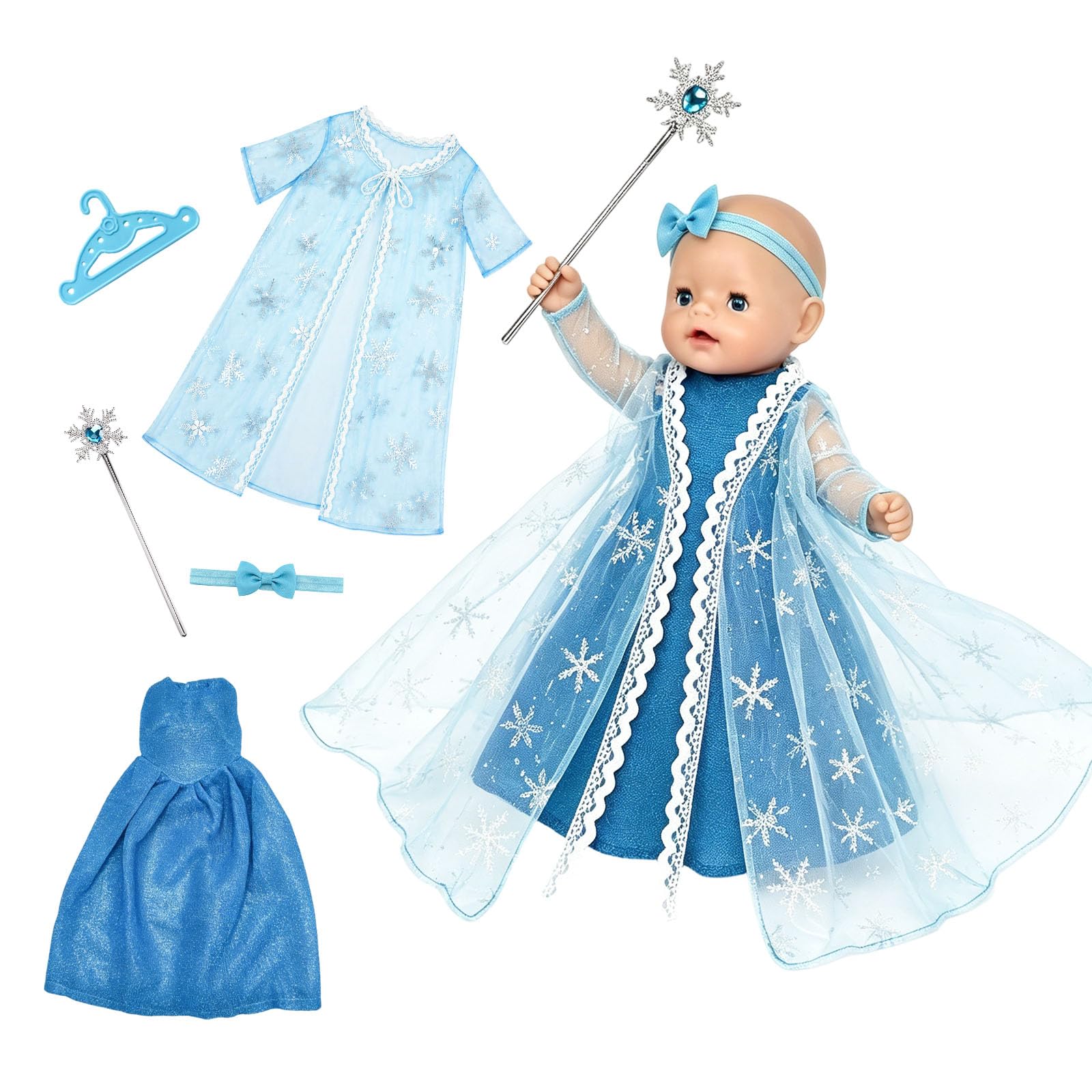 Atomvia Baby Doll Clothes 35–43 cm, Winter Princess Dress Set