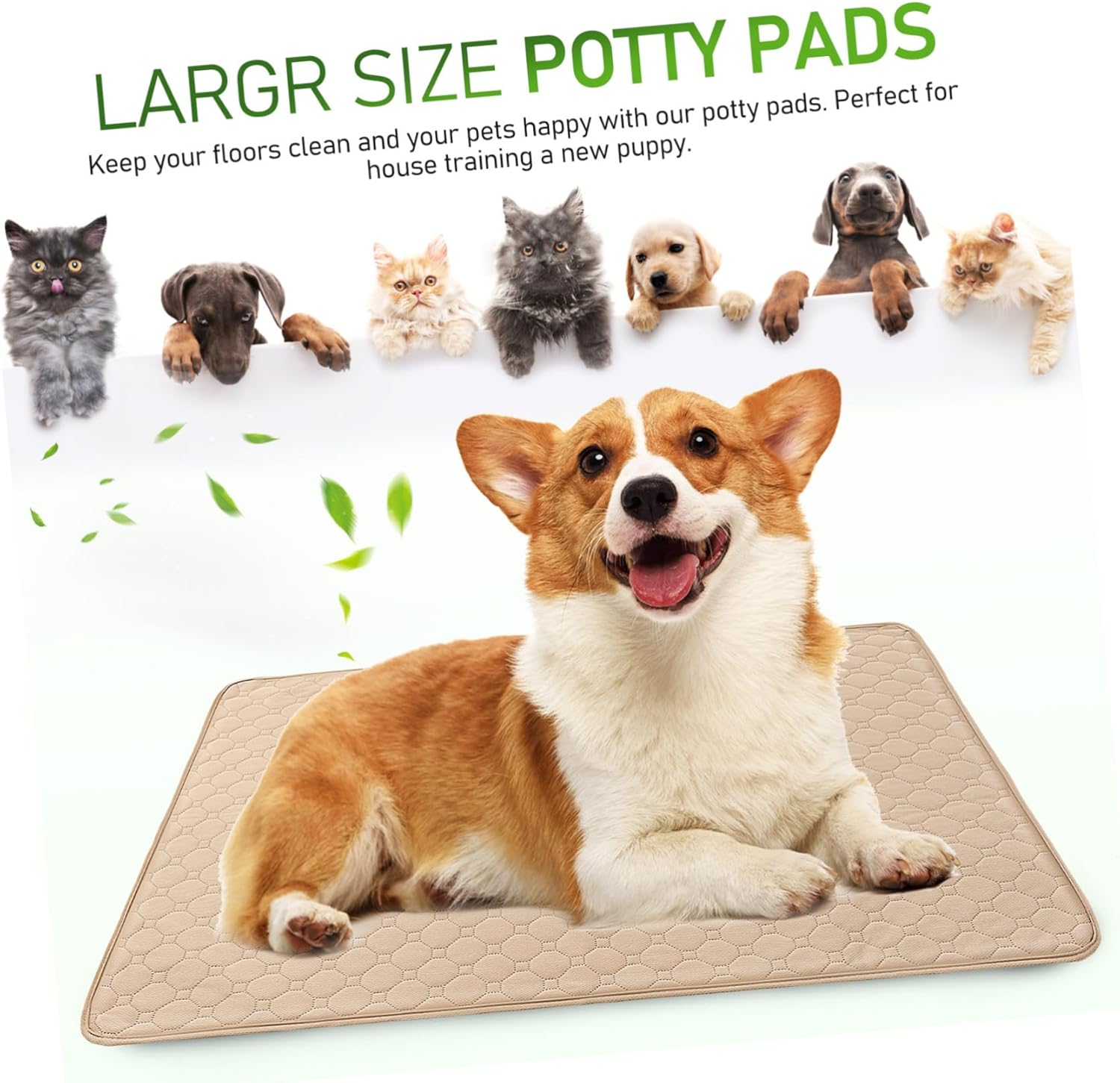 2pcs Absorbent Dog Pee Pads for Potty Training Washable Pet Mats for Cats and Dogs Reusable Quick-Dry