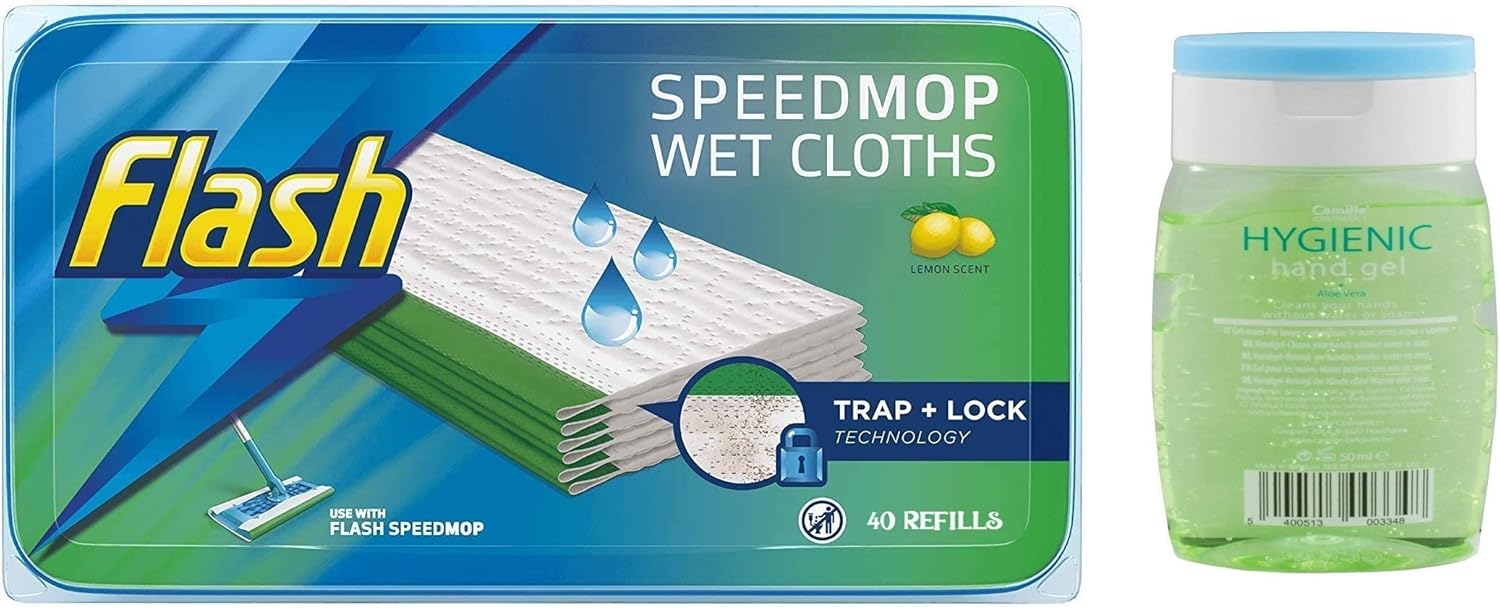 Flash Speedmop Wet Cloth Refills, Lemon MultiSurface, 40 Cloths, Fast