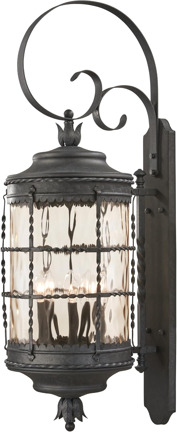 The Great Outdoors 8883-A39 Mallorca Outdoor Wall Mount, 5-Light, 300 Total Watts, 12.5-in H x 41.25-in W, Spanish Iron