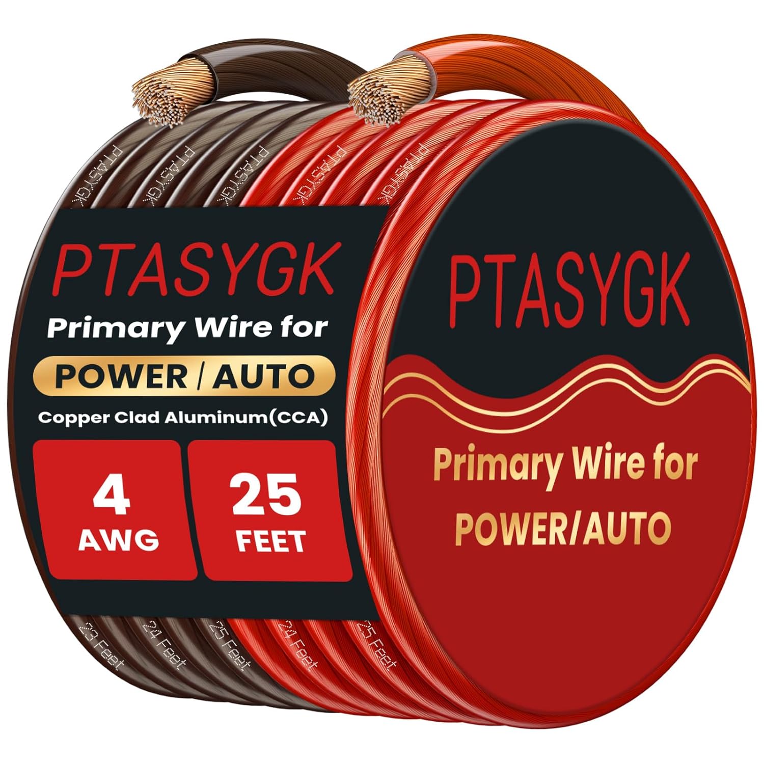 4 Gauge Wire 25ft Red Black CCA Automotive Battery Power Cable Low Voltage Primary Wire for Car Audio, Solar & Generator - Flexible PVC Jacket