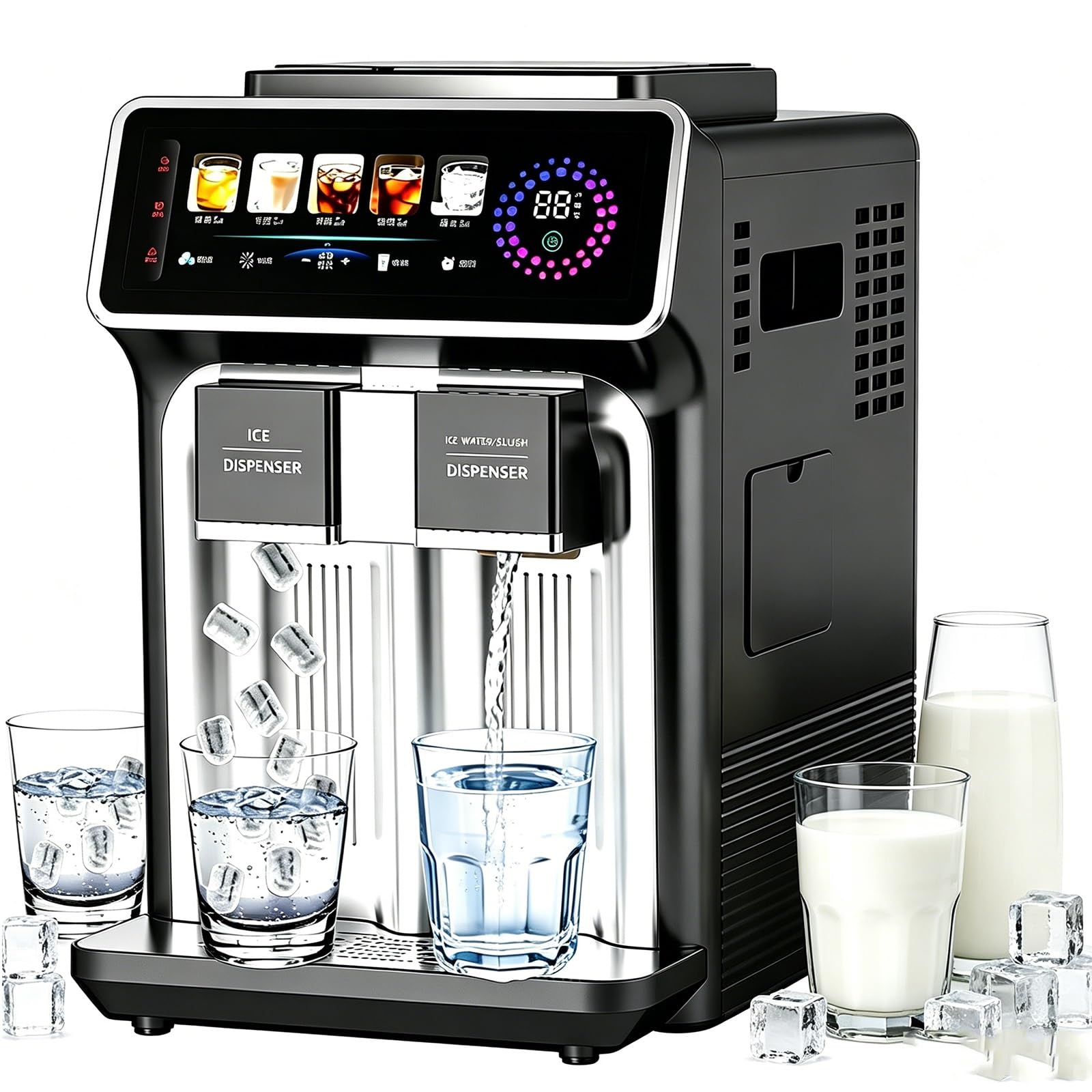 3-In-1 Ice Slush Cold Water Machine, 120w High Output Bullet Ice Maker With One-Touch Ice Making, Adjustable Thickness & Sealed Ice Dispensing, Prevent Contamination For Small Commercial