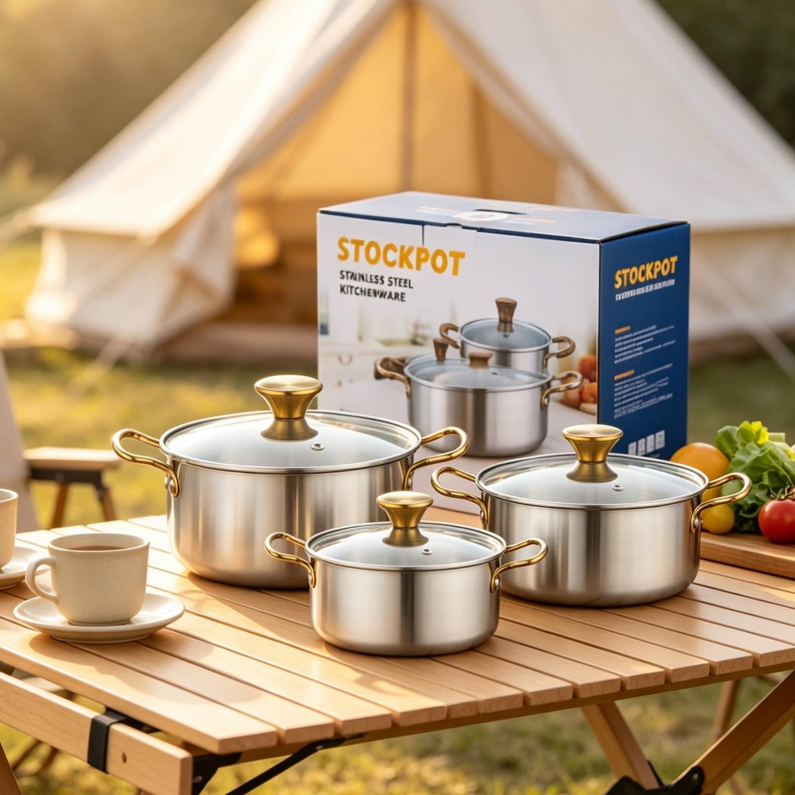Set Casseroles avec Couvercles Compatible Induction Équipement Culinaire Cuisine tous Fe Équipement Culinaire Cuisine En Acier Inoxydable, Poignée Argentée, 16-18-20CM