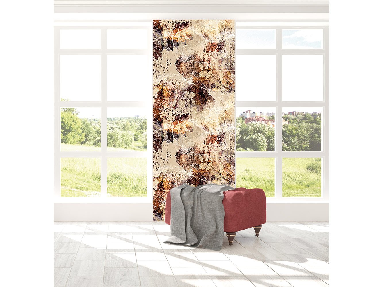 Cenefa Vertical Sticker mural en vinyle et papier peint Motif fleurs Marron vintage Cenefa Vertical pour murs Vinyle décoratif Cenefa Plusieurs dimensions Papier peint Décoration Salle à manger,