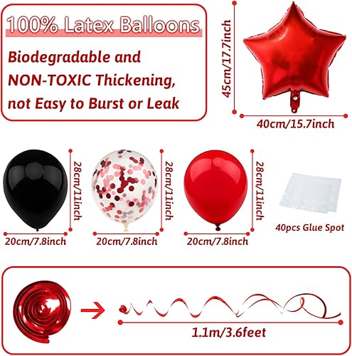 Miniatura 4 de Decoraciones de cumpleaños negro y rojo Cartel de feliz cumpleaños para niños, niñas, hombres y mujeres, suministros de fiesta