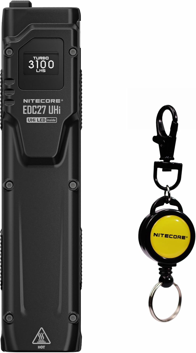 Nitecore EDC27 UHi 3100 Lumen Ultra Slim High Performance EDC Flashlight with Retractable Keychain