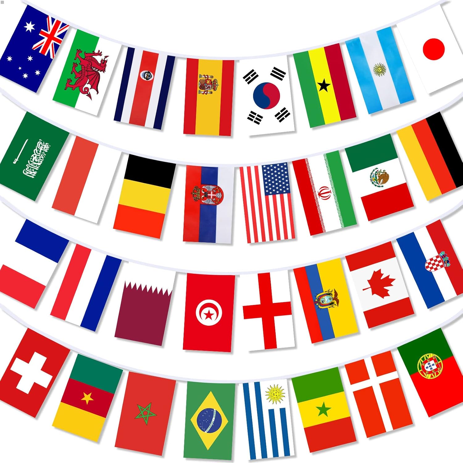 String Flags, Mini Outdoor String Flags World Flag Banner 32 Countries International Flag for