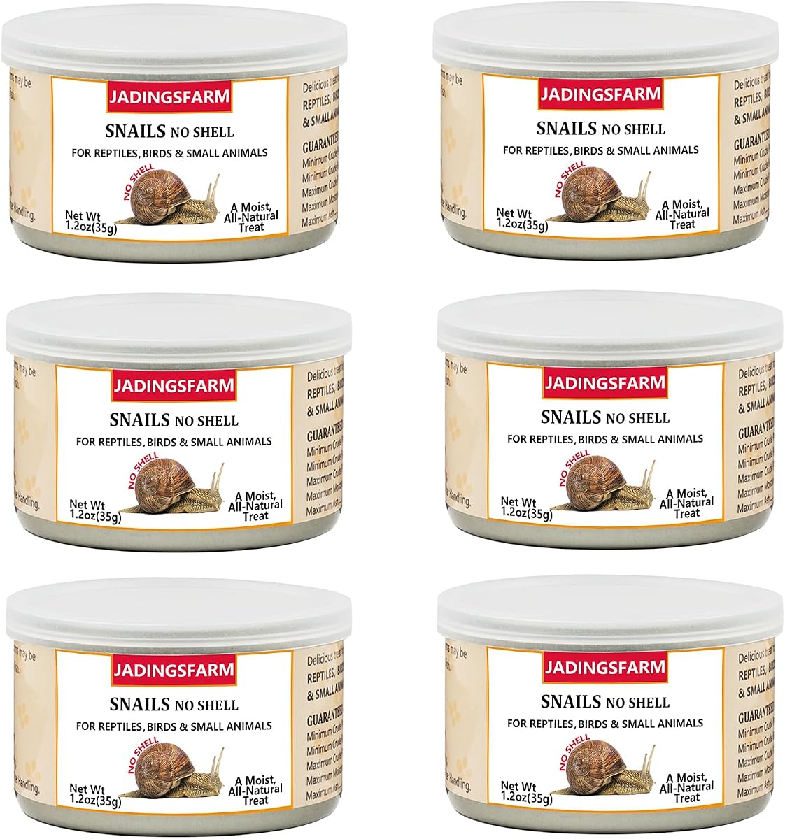 Paquete de 6 caracoles enlatados para reptiles, peces, pájaros y animales pequeños, caracoles, golosina saludable alta en proteínas, alimento para peces reptiles y pájaros, 7.2 onzas en total