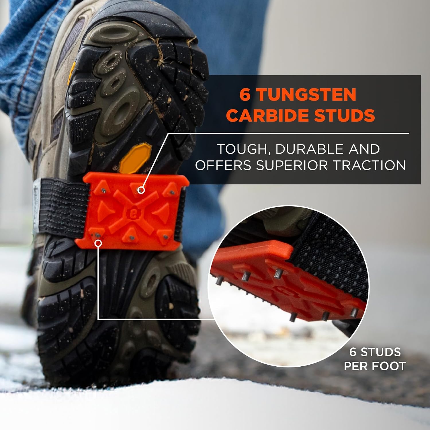 Ergodyne TREX 6316 Mid-Sole Ice Cleats Traction for Flat Soles, Easily Rotates for Indoors, Driving, Climbing