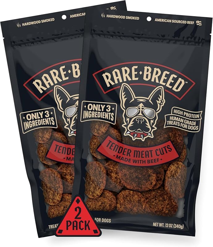 Petiscos macios de carne bovina para cães Rare Breed com 3 ingredientes, Pacote com 2 de 340 g