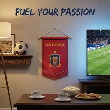 Spain Soccer Team Flag, Soccer Flag for World Cup, Double-sided Flag, Waterproof, Team Flag for Soccer Fans (Spain)