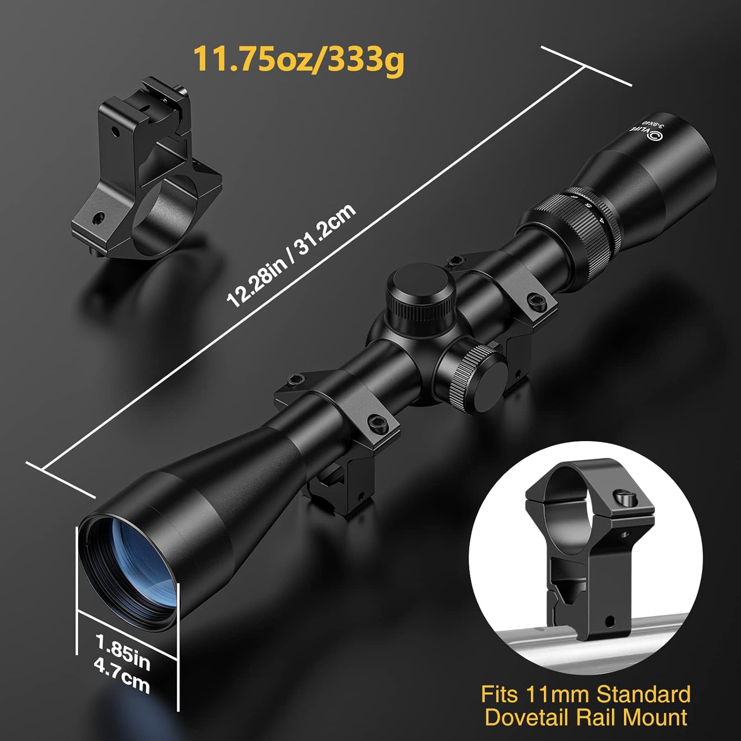 CVLIFE 3-9x40 Optics R4 Reticle Crosshair Scope with Scope Mounts