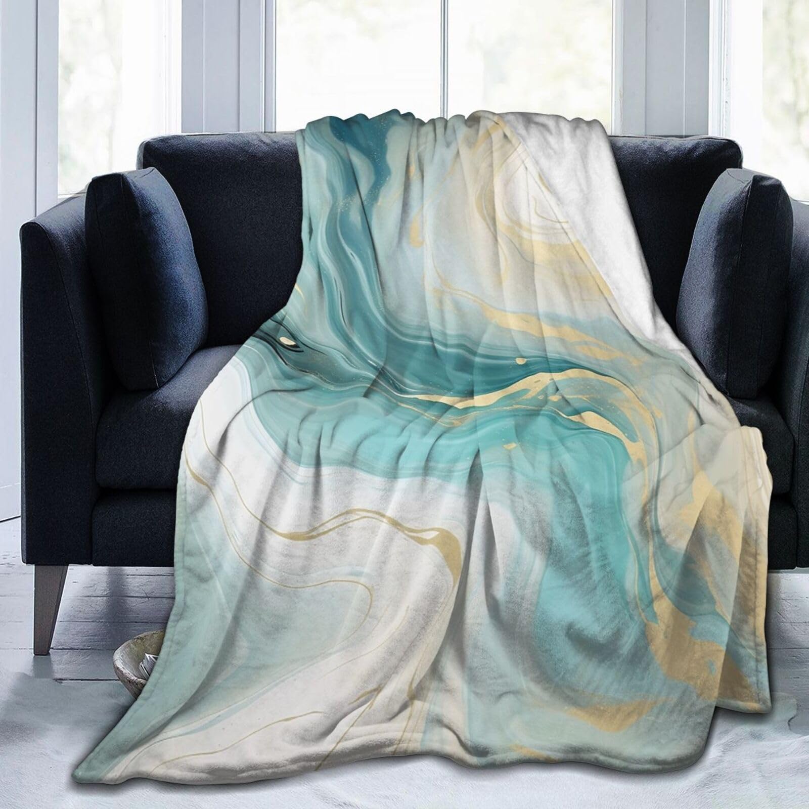 Jeté de canapé bleu sarcelle turquoise plaid lit 200x150cm