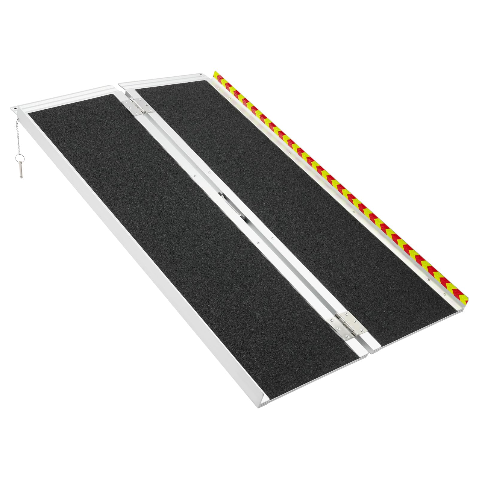 Rampa portatile per sedia a rotelle, 4 metri, pieghevole, colore nero, capacità di carico 272 kg, in alluminio antiscivolo, per gradini, scale, porte, cordoli