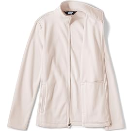 Lands\' End Womens Anyweather Full Zip Fleece Jacket Ivory Latte Regular X-Large