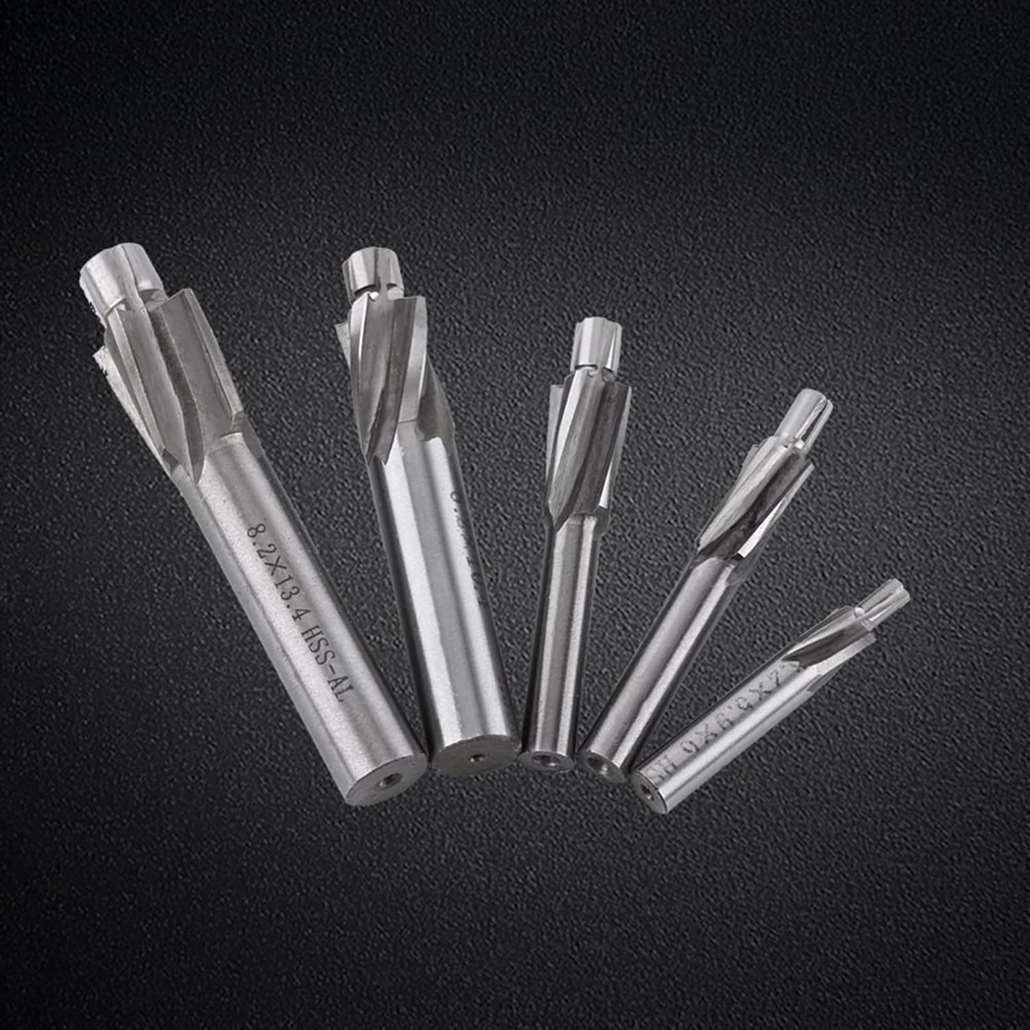 5Pcs Counterbore Drill Bits Set, M3 M8 Pilot Slotting Counterbore Mould End Mill Cutter, 4 Flutes Straight End Mill Cutter for Copper Aluminum Cast Iron`
