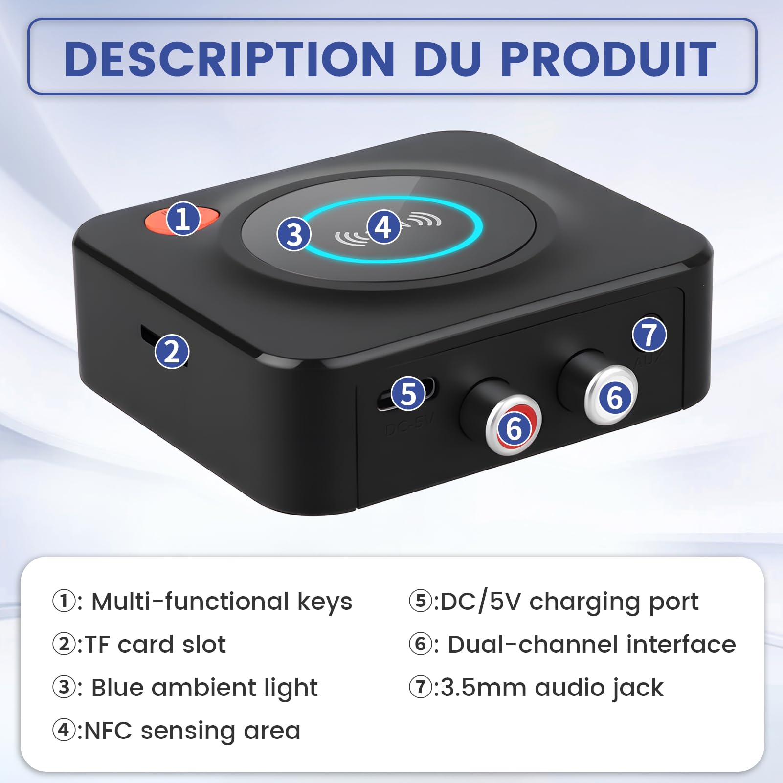 Ricevitore Bluetooth 5.1 HiFi per Stereo, Adattatore Audio Wireless RCA 3,5 mm, 30 Metri