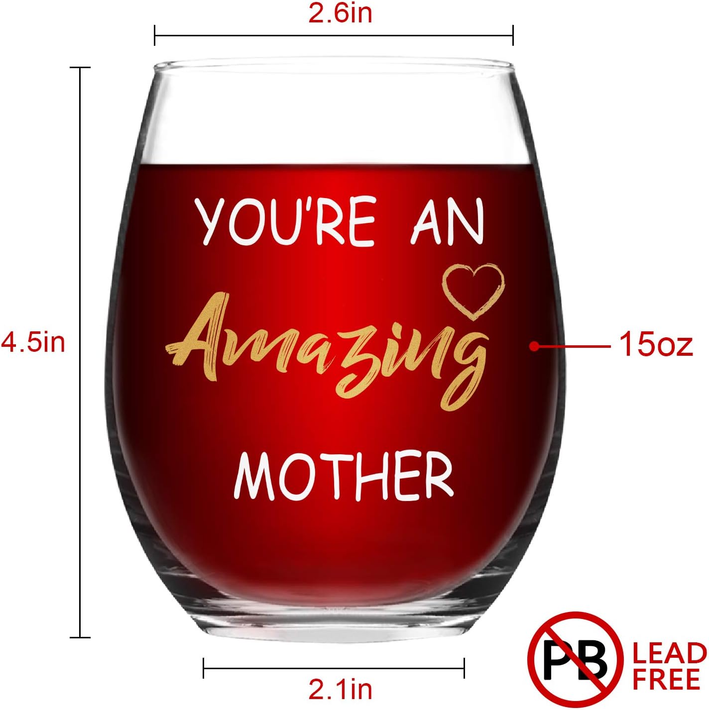 Lіmіtеd Stосk You’re an Amazing Mother Stemless Wine Glass Mother's Day Wine Glass 15 Oz, Funny Wine Glass for Women Wife Mom, New Mom, Pregnant Mom, Mom to be