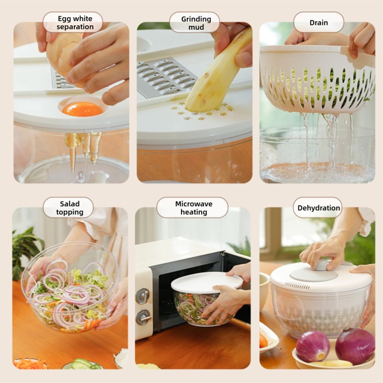 Salat Schleuder mit 5 Klingen 4500ml Multifunktional für Küche