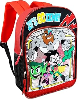 Teen Titans Go Backpack for School Kids ~ Deluxe 16" Teen Titans Backpack (Teen Titans School Supplies)