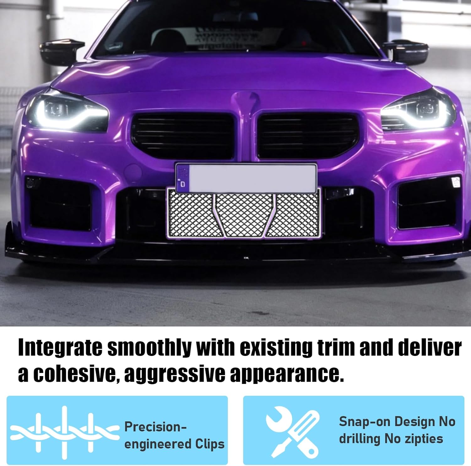 Jaronx Compatible with BMW M2 Front Bumper Lower Grille Mesh Guard 2023 2024 2025, 3 PCS Center Lower Bumper Mesh Grill Guards Replacement Compatible with BMW G87 M2 Accessories (Carbon Fiber Pattern)