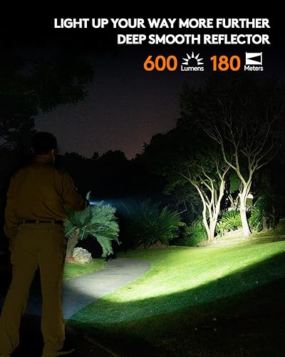 Miniatura 4 de RovyVon Linterna A26 EDC recargable por USB C de 600 lúmenes linterna de mano súper brillante linterna de bolsillo compacta con luces laterales