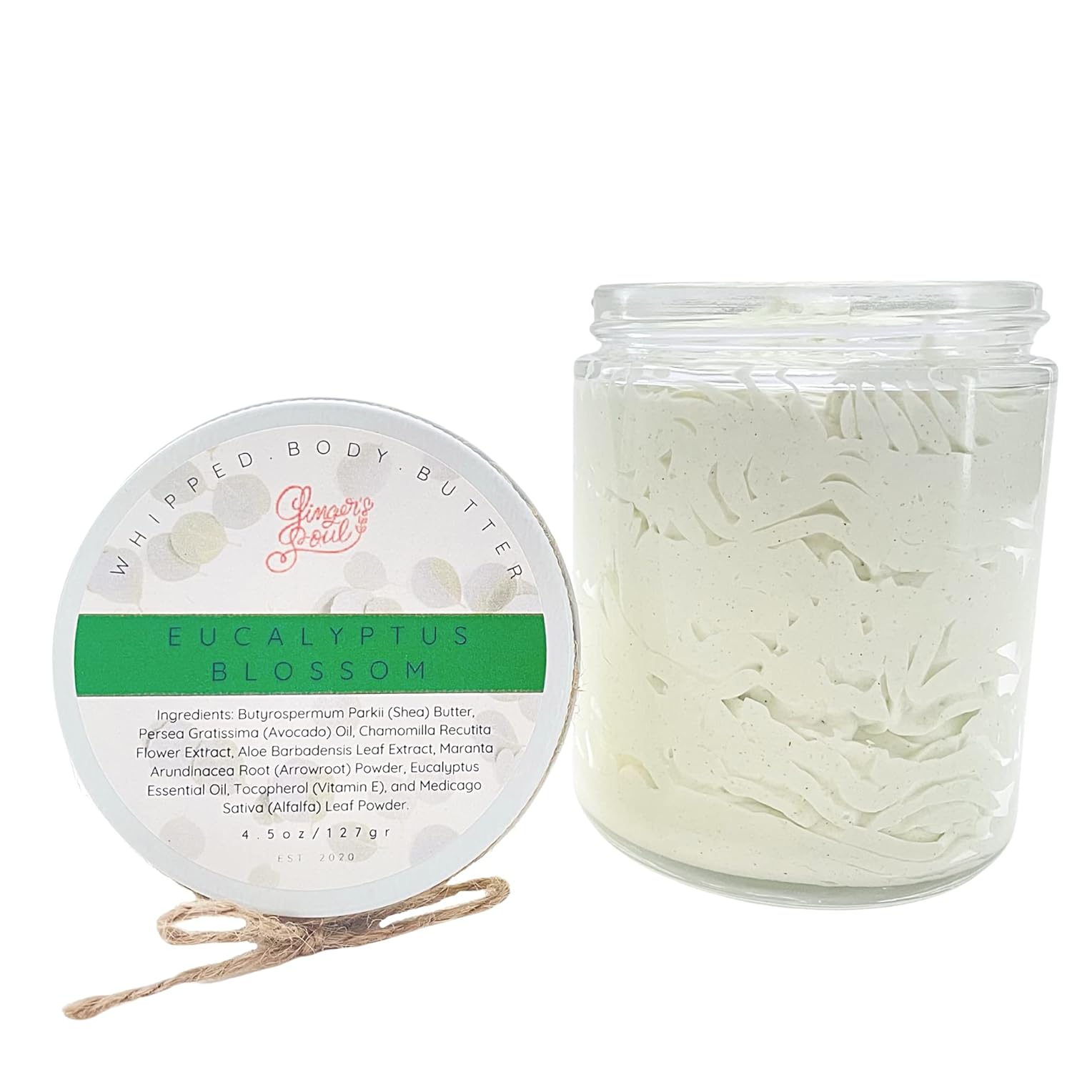 Ginger's Soul Whipped Body Butter, Eucalyptus Shea, Rich Moisturizer, 4.5 Oz