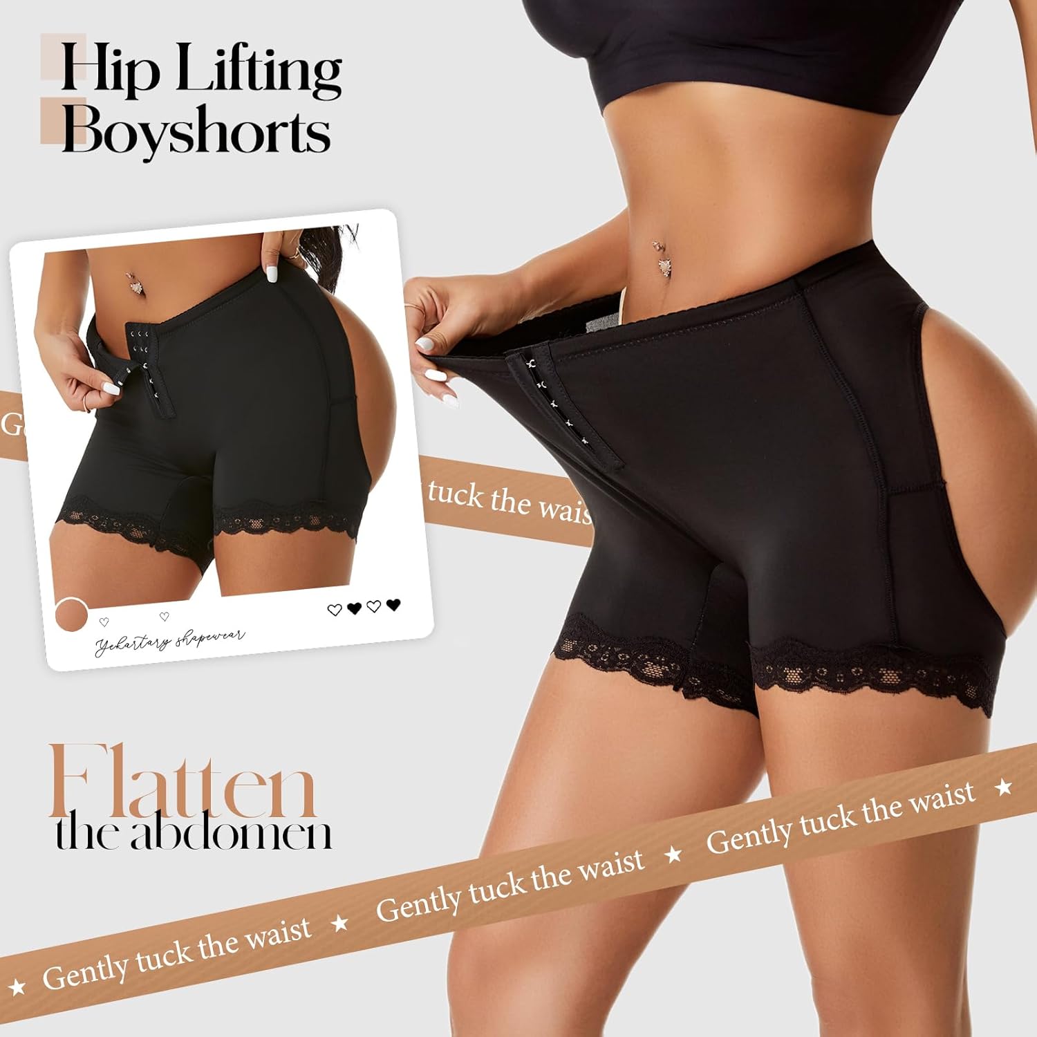 Yekartary Butt Lifting Panties Tummy Control Underwear Women Booty Lifter Shapewear Adjustable Body Shaper Hip Lift Boyshorts - Image 5